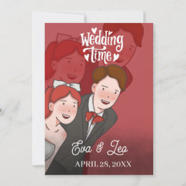 Moderne Illustrierte Hochzeitseinladung Save The Date