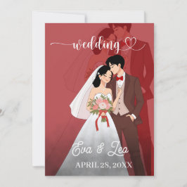 Moderne Illustrierte Hochzeitseinladung Save The Date