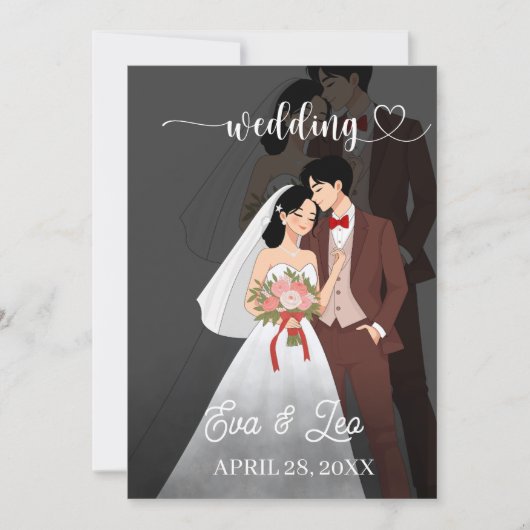 Moderne Illustrierte Hochzeitseinladung Save The Date (Vorderseite)