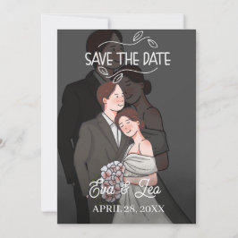 Moderne Illustrierte Hochzeitseinladung Save The Date