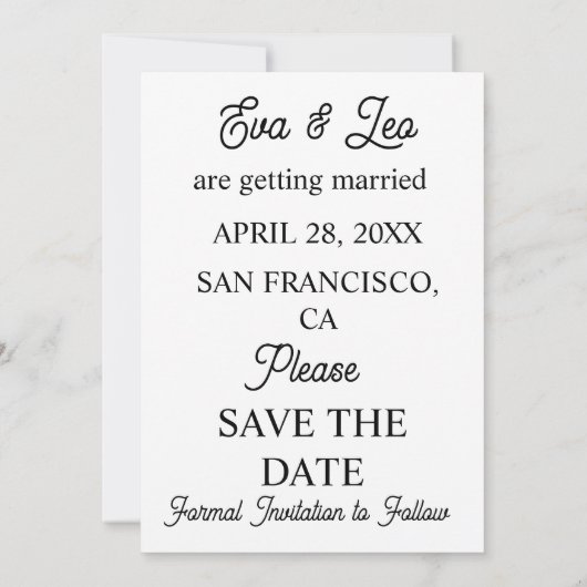 Moderne Illustrierte Hochzeitseinladung Save The Date (Rückseite)