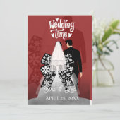 Moderne Illustrierte Hochzeitseinladung Save The Date (Stehend Vorderseite)