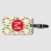 Moderne illustrierte rote Beeren Muster Monogramm Gepäckanhänger (Vorderseite (Horizontal))