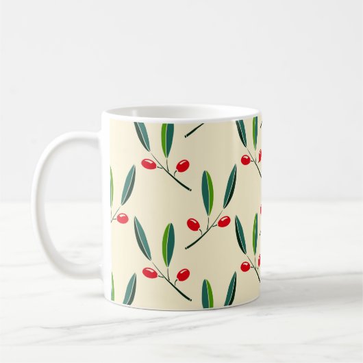 Moderne illustrierte rote Beerenmuster Kaffeetasse (Links)