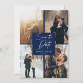 Moderne Image Collage Navy Blue Save The Date (Vorderseite)