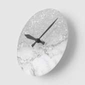 Moderne Imitat Grau silber Glitzer ombre weißer Ma Runde Wanduhr (Winkel)