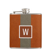 Moderne Imitat Leder Monogram Orange Flachmann (Vorderseite)