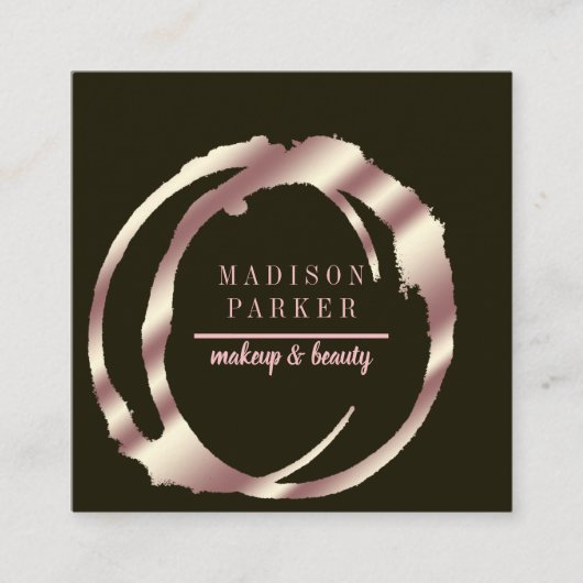 Moderne Imitat Rose Gold Abstrakter Platz Quadratische Visitenkarte (Vorderseite)