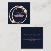 Moderne Imitat Rose Gold Abstrakter Platz Quadratische Visitenkarte (Vorne/Hinten)