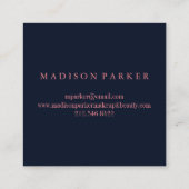 Moderne Imitat Rose Gold Abstrakter Platz Quadratische Visitenkarte (Rückseite)