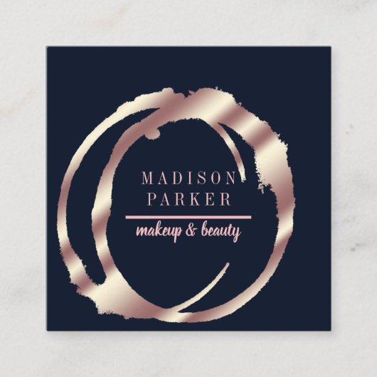 Moderne Imitat Rose Gold Abstrakter Platz Quadratische Visitenkarte (Vorderseite)