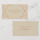 Moderne Imitat Rose Gold Geometrie auf Chic Beige Visitenkarte (Vorne/Hinten)