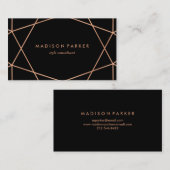 Moderne Imitat Rose Gold Geometrie auf Schwarz Visitenkarte (Vorne/Hinten)