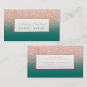Moderne Imitat Rose Gold Glitzer grün Ober Make-up Visitenkarte (Vorne/Hinten)