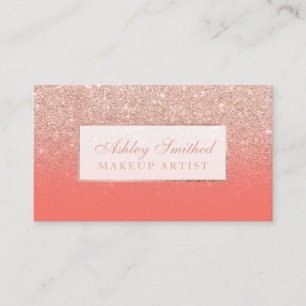 Moderne Imitat Rose Gold Glitzer Korallen Ober Mak Visitenkarte