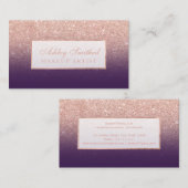 Moderne Imitat Rose Gold Glitzer lila ombre Make-u Visitenkarte (Vorne/Hinten)