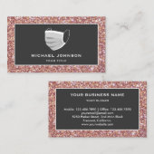 Moderne Imitat Rose Gold Glitzer Maske Visitenkarte (Vorne/Hinten)