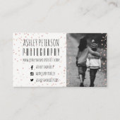 Moderne Imitat-Rosengoldconfettiphotographie Visitenkarte (Vorderseite)