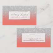 Moderne Imitat Silber Glitzer Korallenschminke Visitenkarte (Vorne/Hinten)