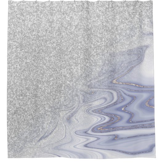 Moderne Imitat silberner Marmor Glitzer Duschvorhang (Vorderseite)
