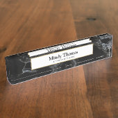 Moderne Imitate aus schwarzem Marmor Gold Frame Namensplakette (Seite)