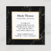 Moderne Imitate aus schwarzem Marmor Gold Frame Quadratische Visitenkarte (Rückseite)