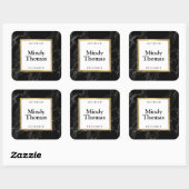 Moderne Imitate aus schwarzem Marmor Gold Frame Quadratischer Aufkleber (Blatt)