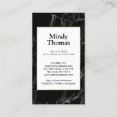 Moderne Imitate aus schwarzem Marmor Gold Frame Visitenkarte (Rückseite)