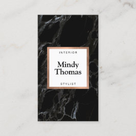 Moderne Imitate aus schwarzem Marmor Rose Gold Fra Visitenkarte