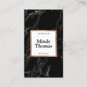 Moderne Imitate aus schwarzem Marmor Rose Gold Fra Visitenkarte (Vorderseite)