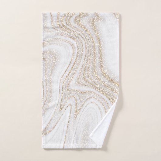 Moderne Imitate aus weißem Marmor Gold Glitzer Badhandtuch Set (Handtuch)