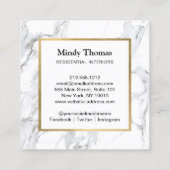 Moderne Imitate aus weißem Marmor - Goldrahmen Quadratische Visitenkarte (Rückseite)