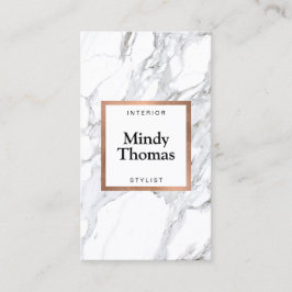Moderne Imitate aus weißem Marmor Rose Gold Frame Visitenkarte