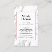 Moderne Imitate aus weißem Marmor Rose Gold Frame Visitenkarte (Rückseite)