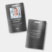 Moderne Imitate Black Metallic Corporate Foto ID Ausweis (Vorder- & Rückseite)