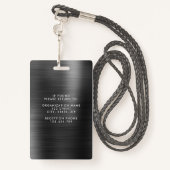 Moderne Imitate Black Metallic Corporate Foto ID Ausweis (Rückseite mit Schlüsselband)