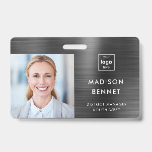 Moderne Imitate Black Metallic Corporate Foto ID Ausweis