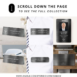 Moderne Imitate Black Metallic Corporate Foto ID Ausweis