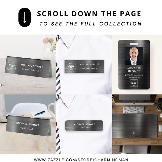 Moderne Imitate Black Metallic Corporate Foto ID Ausweis