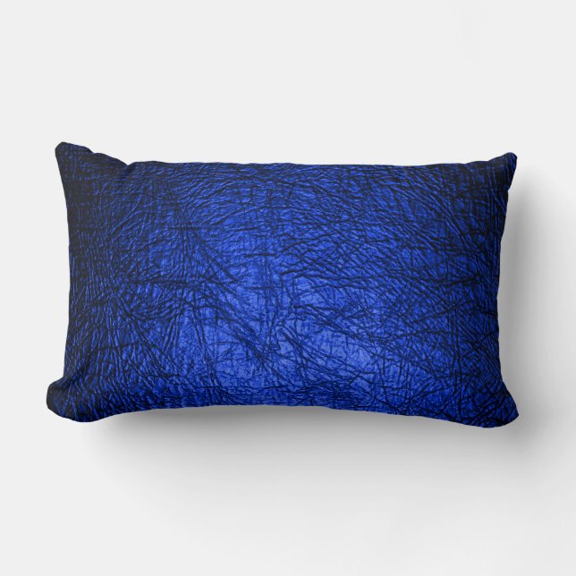 Moderne Imitate Blauer Leder Textur Lendenkissen (Vorderseite)