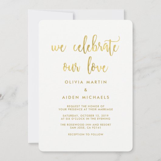 Moderne Imitate - Einladung zur White Wedding (Vorderseite)