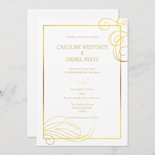 Moderne Imitate Foil Blühte Hochzeitseinladung Einladung (Vorne/Hinten)