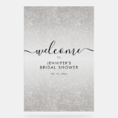 Moderne Imitate Glitzer Brautparty Willkommen SILV Acrylschild (Vorderseite)