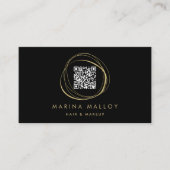 Moderne Imitate Gold Abstrakt Circle QR Code Visitenkarte (Vorderseite)