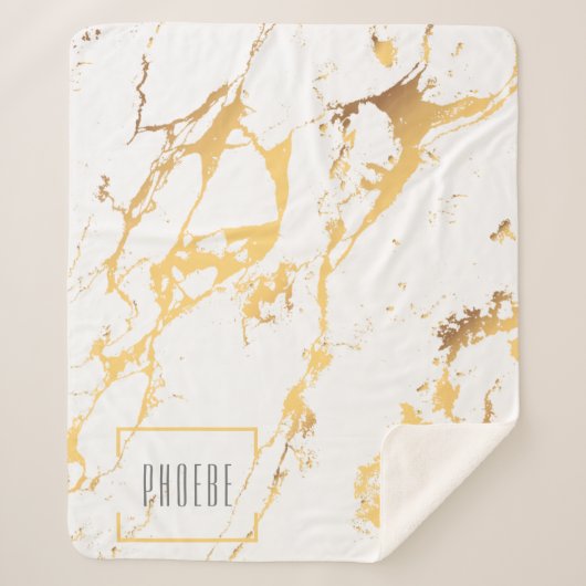 Moderne Imitate Gold Abstraktes Muster Sherpadecke (Vorderseite)