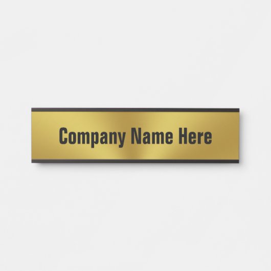Moderne Imitate Gold Black Text Business Office Türschild (Vorderseite )