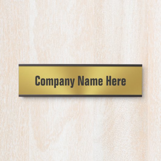 Moderne Imitate Gold Black Text Business Office Türschild (Vorderseite )
