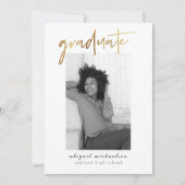 Moderne Imitate Gold Blue Gray Foto Graduation Par Einladung (Vorderseite)