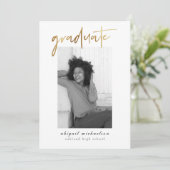 Moderne Imitate Gold Blue Gray Foto Graduation Par Einladung (Stehend Vorderseite)