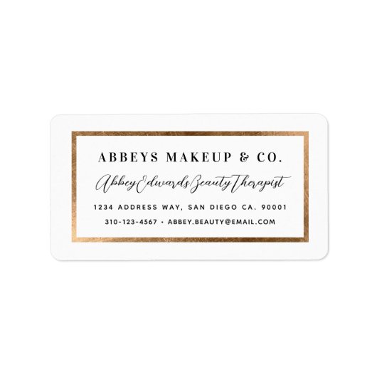 Moderne Imitate Gold Border Business Label Sticker Adressaufkleber (Vorne)